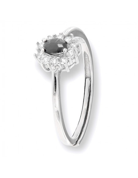 Anello Argento Rodiato Principessa Nera 4x3MM [b0bc48da]