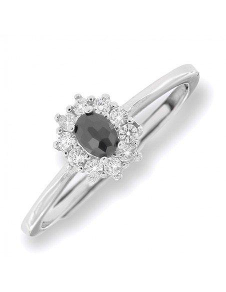 Anello Argento Rodiato Principessa Nera 4x3MM [e975b69d]