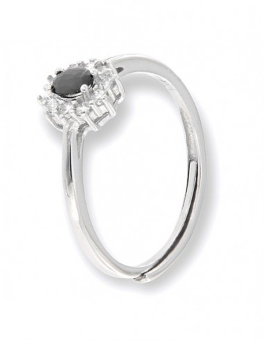 Anello Argento Rodiato Principessa Nera 4x3MM [ec25f183]