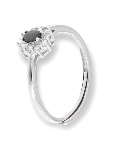 Anello Argento Rodiato Principessa Nera 4x3MM [ec25f183]