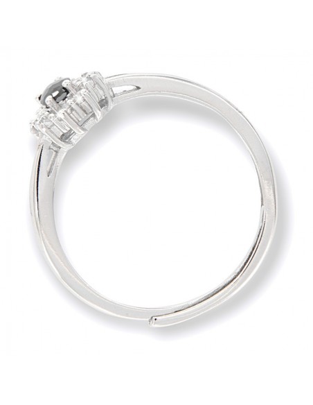 Anello Argento Rodiato Principessa Nera 4x3MM [5b383087]