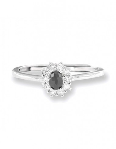 Anello Argento Rodiato Principessa Nera 4x3MM [821e738a]