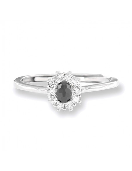 Anello Argento Rodiato Principessa Nera 4x3MM [821e738a]