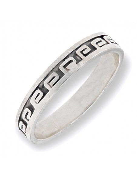 Anello Argento Rodiato Ornamento Greco [4c040845]