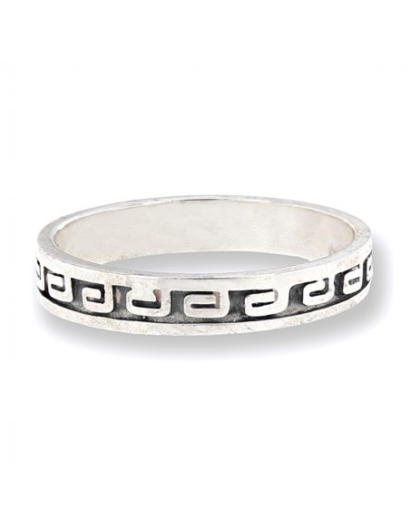 Anello Argento Rodiato Ornamento Greco [fe498e5f]