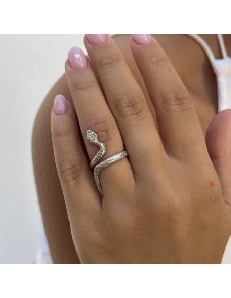 Anello Argento Rodiato Serpente Aggrovigliato [44d1d44e]
