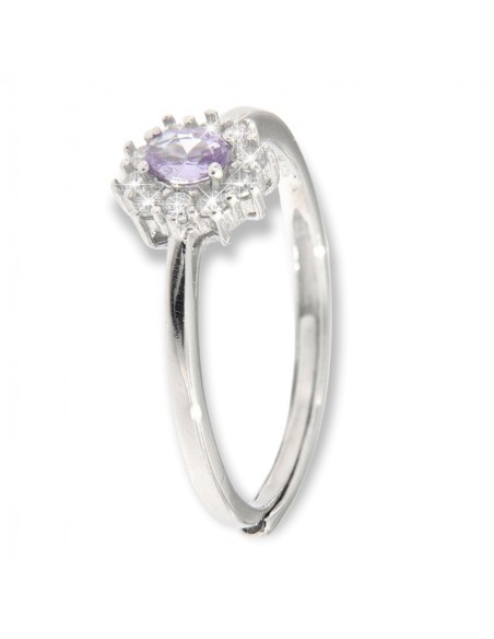 Anello Argento Rodiato Principessa Viola 4x3MM [0d6f3c60]