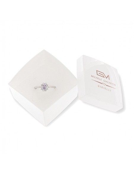 Anello Argento Rodiato Principessa Viola 4x3MM [49ddba32]