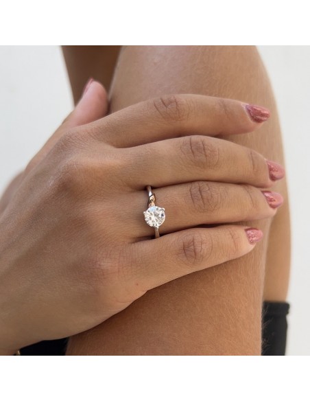 Anello Argento Rodiato Solitario Zircone Bianco [87406d25]