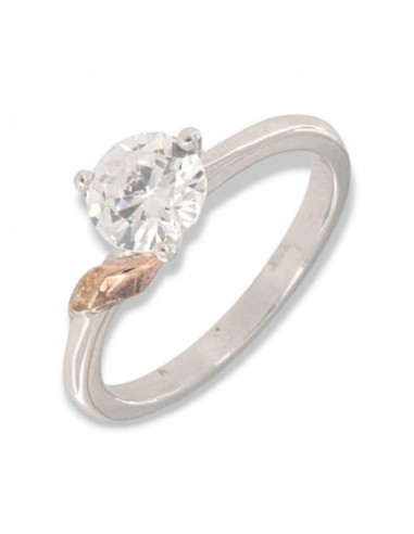 Anello Argento Rodiato Solitario Zircone Bianco [305dac21]