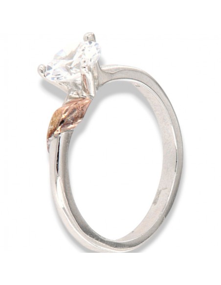 Anello Argento Rodiato Solitario Zircone Bianco [350deb3f]