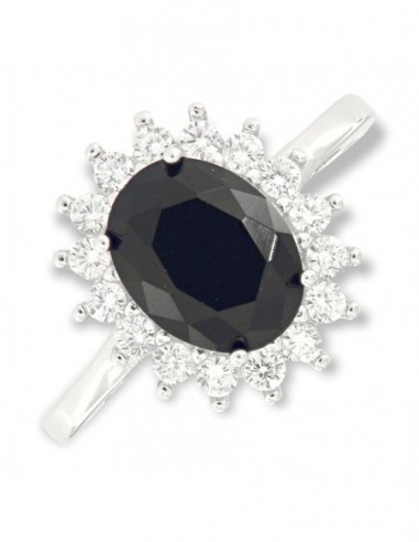 Anello Argento Rodiato Principessa Nera 9x7MM [b7f17420]