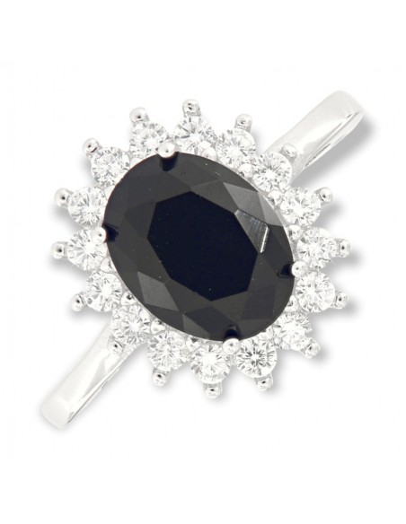 Anello Argento Rodiato Principessa Nera 9x7MM [b7f17420]