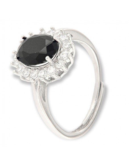 Anello Argento Rodiato Principessa Nera 9x7MM [b2a1333e]
