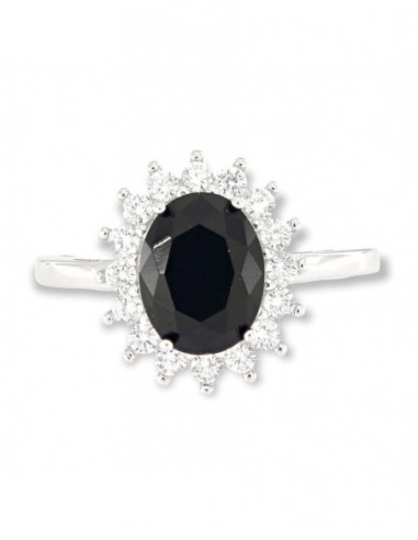 Anello Argento Rodiato Principessa Nera 9x7MM [dc9ab137]