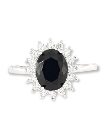 Anello Argento Rodiato Principessa Nera 9x7MM [dc9ab137]