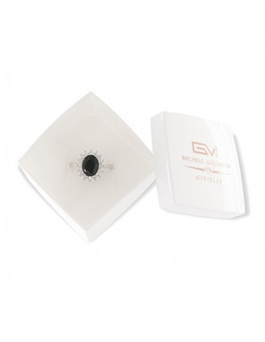 Anello Argento Rodiato Principessa Nera 9x7MM [6b877033]