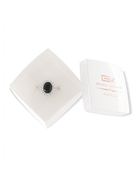 Anello Argento Rodiato Principessa Nera 9x7MM [6b877033]
