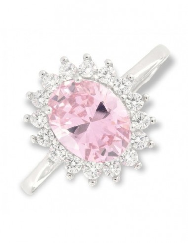 Anello Argento Rodiato Principessa Rosa 9x7MM [1ad2ba2b]