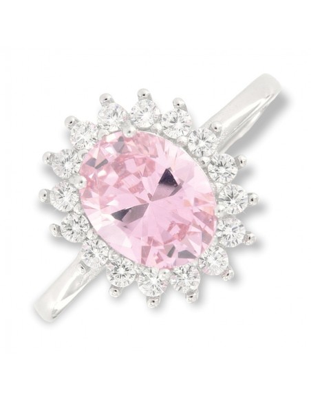 Anello Argento Rodiato Principessa Rosa 9x7MM [1ad2ba2b]