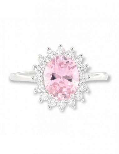 Anello Argento Rodiato Principessa Rosa 9x7MM [71b97f3c]