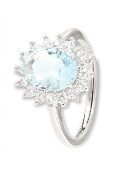 Anello Argento Rodiato Principessa Celeste 9x7MM [029ff542]