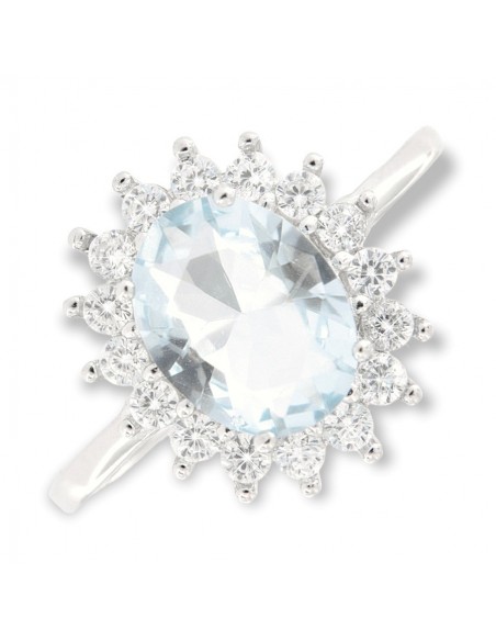 Anello Argento Rodiato Principessa Celeste 9x7MM [2a63a32e]