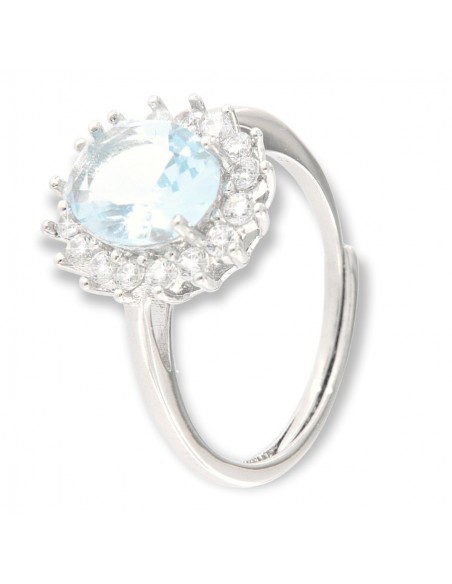 Anello Argento Rodiato Principessa Celeste 9x7MM [9d7e622a]