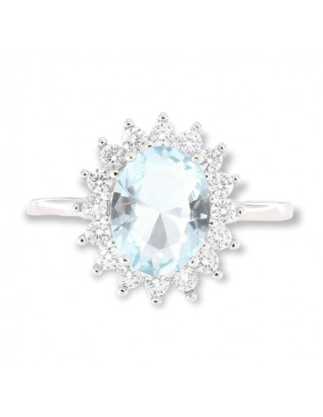 Anello Argento Rodiato Principessa Celeste 9x7MM [2f33e430]