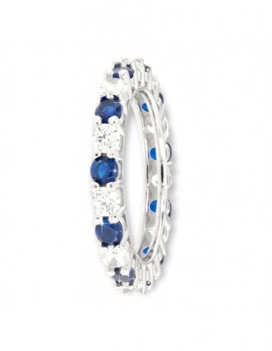 Anello Argento Rodiato Eternity Zirconi Bianco/Blu [088866bf]