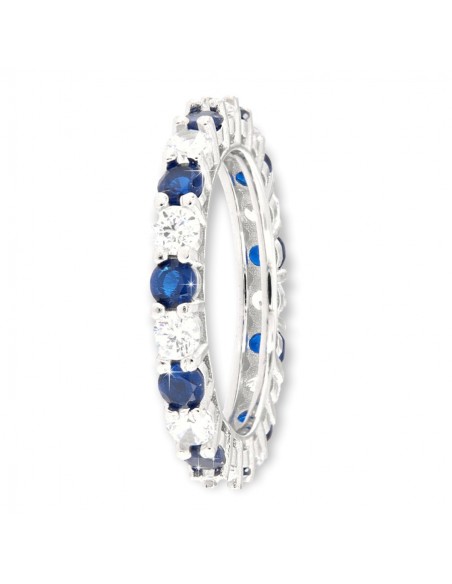 Anello Argento Rodiato Eternity Zirconi Bianco/Blu [088866bf]