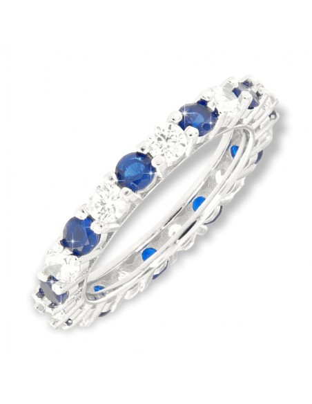Anello Argento Rodiato Eternity Zirconi Bianco/Blu [abc4baff]