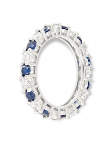 Anello Argento Rodiato Eternity Zirconi Bianco/Blu [1cd97bfb]