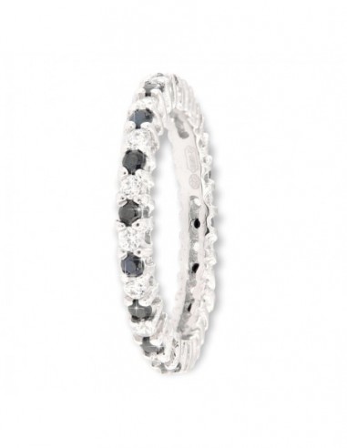 Anello Argento Rodiato Eternity Zirconi Neri/Bia. [0dd821a1]
