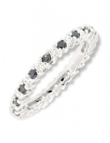 Anello Argento Rodiato Eternity Zirconi Neri/Bia. [3e83b1fa]