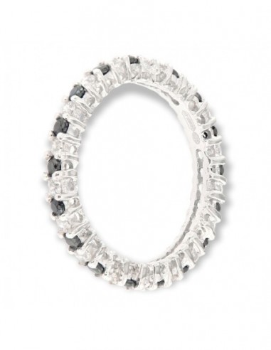 Anello Argento Rodiato Eternity Zirconi Neri/Bia. [899e70fe]