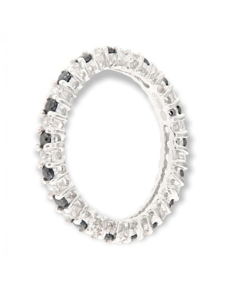 Anello Argento Rodiato Eternity Zirconi Neri/Bia. [899e70fe]