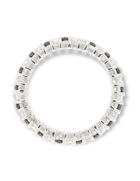 Anello Argento Rodiato Eternity Zirconi Neri/Bia. [8cce37e0]