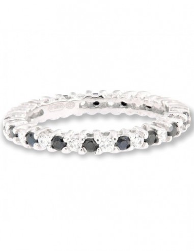 Anello Argento Rodiato Eternity Zirconi Neri/Bia. [3bd3f6e4]