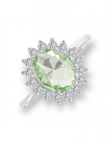Anello Argento Rodiato Principessa Verde Mela 9x7 [87c7c1fd]