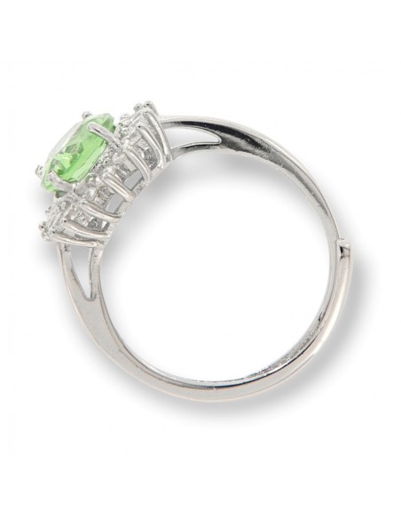 Anello Argento Rodiato Principessa Verde Mela 9x7 [358a47e7]