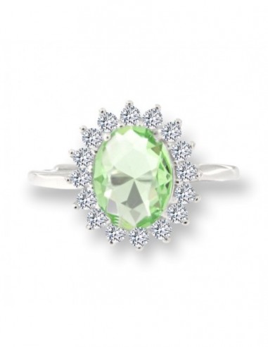 Anello Argento Rodiato Principessa Verde Mela 9x7 [ecac04ea]