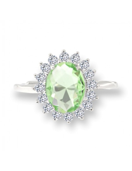 Anello Argento Rodiato Principessa Verde Mela 9x7 [ecac04ea]