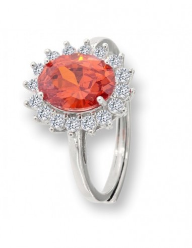 Anello Argento Rodiato Principessa Arancione 9x7MM [69432d94]