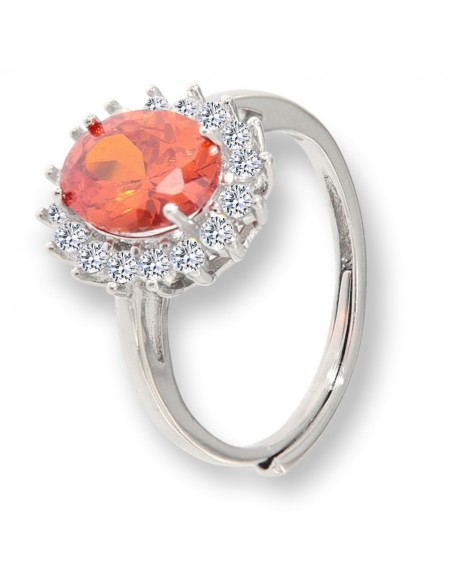 Anello Argento Rodiato Principessa Arancione 9x7MM [a81890e9]