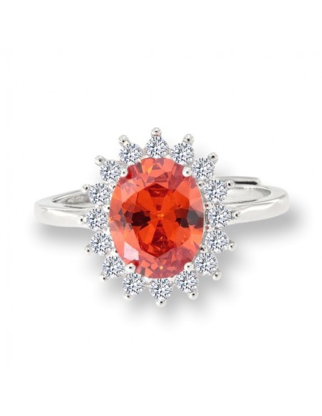Anello Argento Rodiato Principessa Arancione 9x7MM [c62312e0]