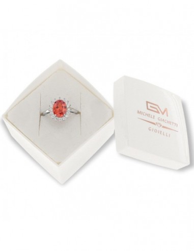 Anello Argento Rodiato Principessa Arancione 9x7MM [713ed3e4]