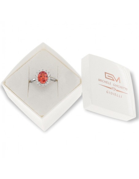 Anello Argento Rodiato Principessa Arancione 9x7MM [713ed3e4]