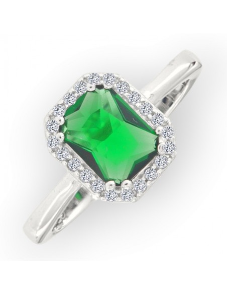 Anello Argento Rodiato Principessa Rett. Verde [797e48e4]