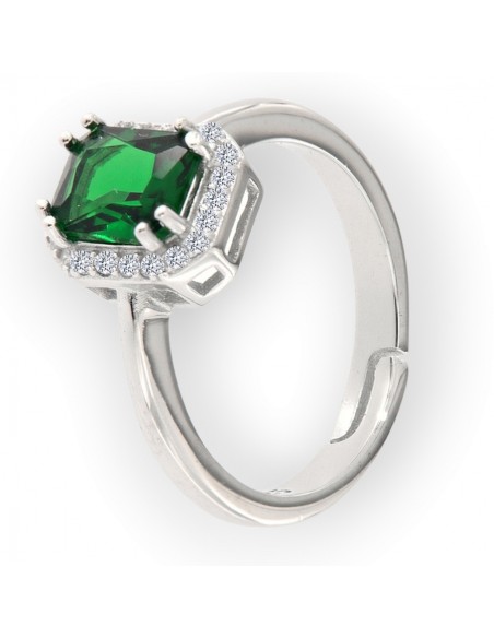 Anello Argento Rodiato Principessa Rett. Verde [7c2e0ffa]